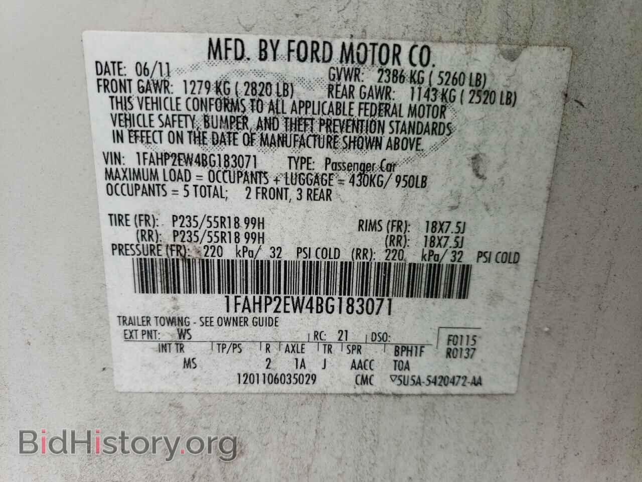 2011 FORD TAURUS - VIN: 1FAHP2EW4BG183071 - Фото 10