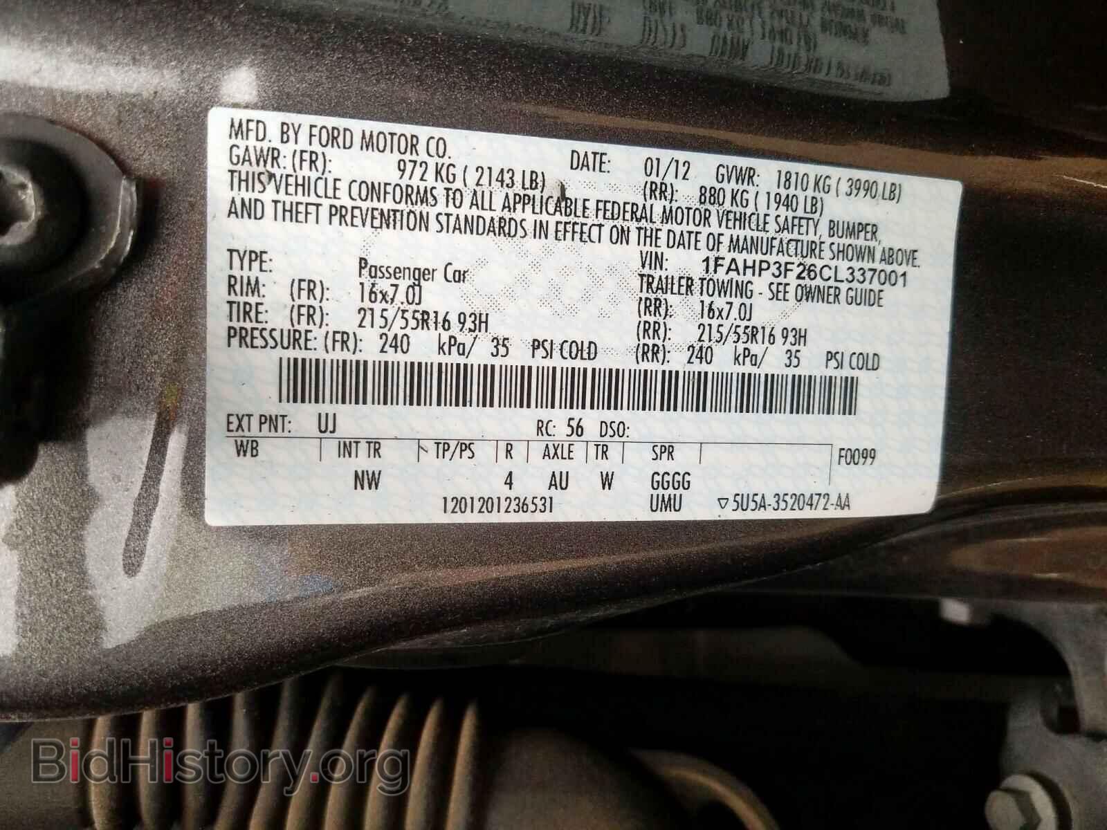 2012 FORD FOCUS - VIN: 1FAHP3F26CL337001 - Фото 10