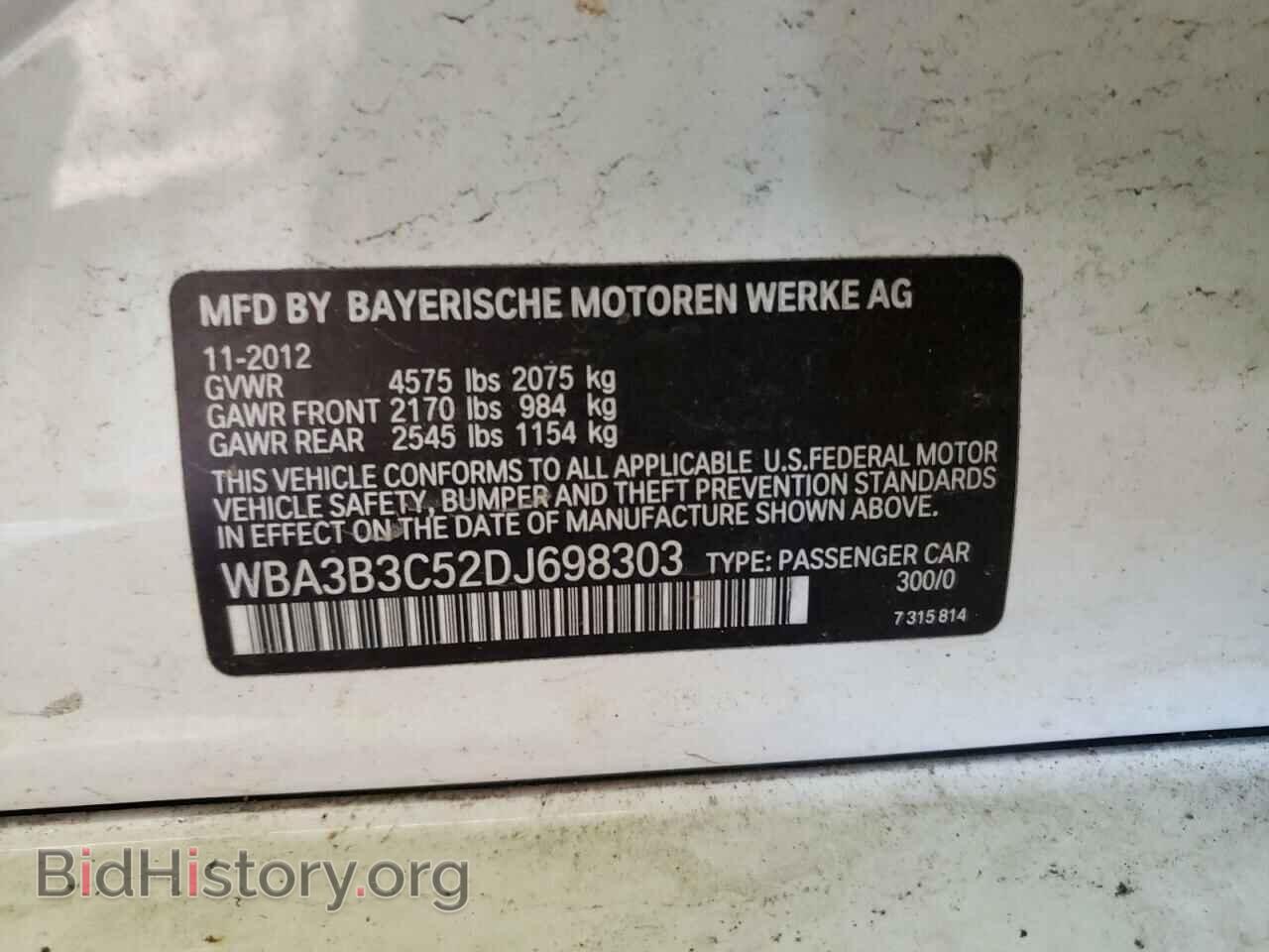 2013 BMW 3 SERIES - VIN: WBA3B3C52DJ698303 - Фото 10