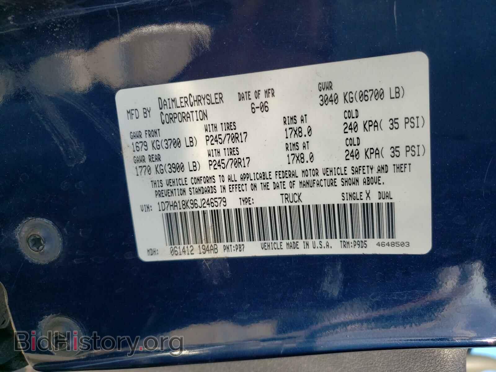 2006 DODGE RAM 1500 - VIN: 1D7HA18K96J246579 - Фото 10