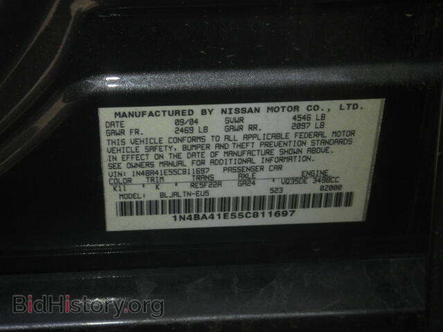 2005 NISSAN MAXIMA - VIN: 1N4BA41E55C811697 - Фото 10
