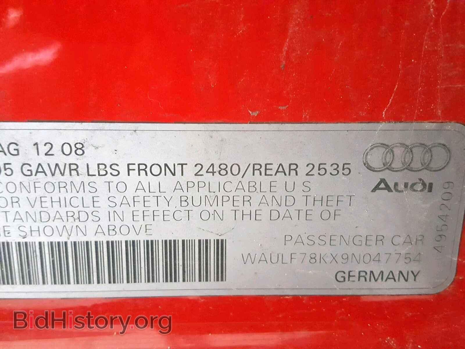2009 AUDI A4 - VIN: WAULF78KX9N047754 - Фото 10