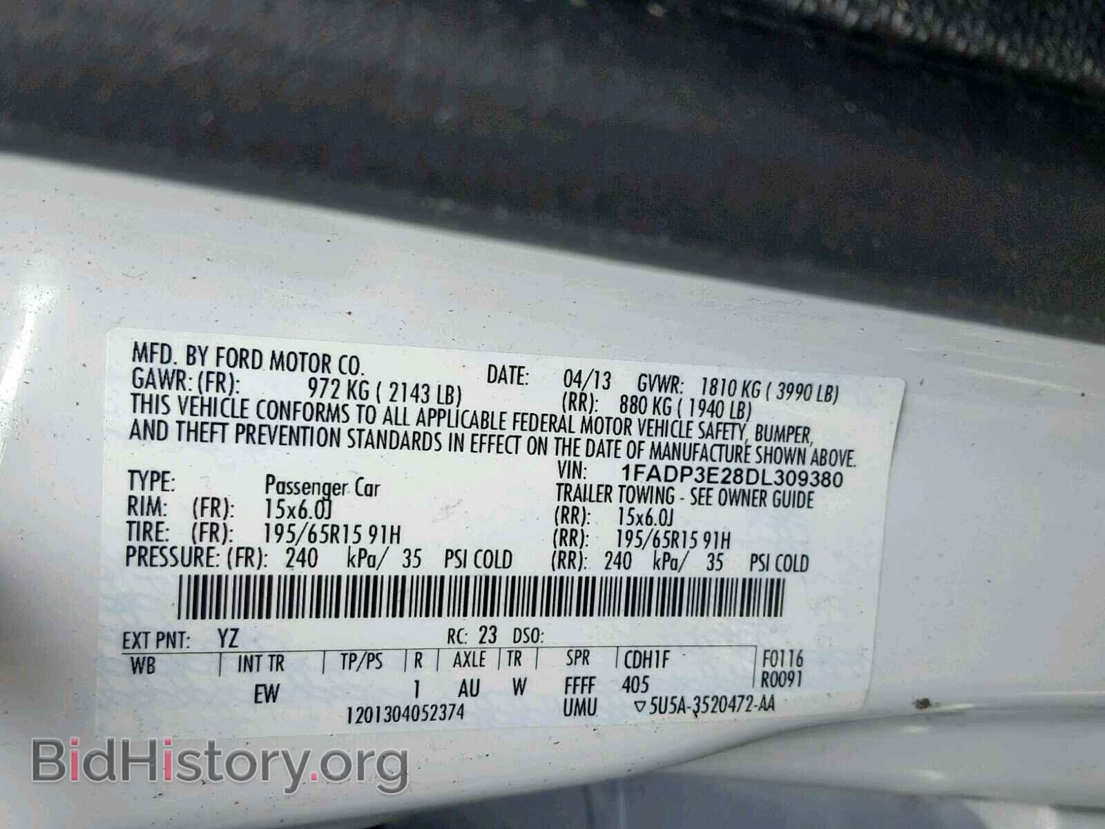 2013 FORD FOCUS - VIN: 1FADP3E28DL309380 - Фото 10
