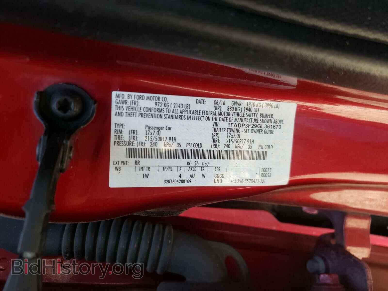 2016 FORD FOCUS - VIN: 1FADP3F29GL361670 - Фото 10