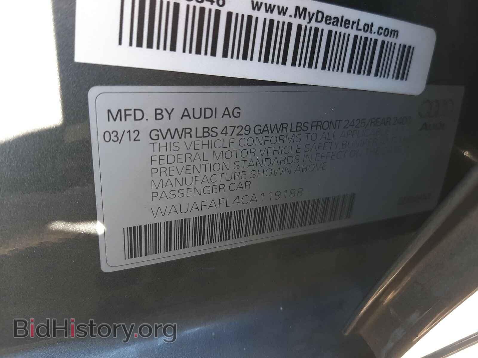 2012 AUDI A4 - VIN: WAUAFAFL4CA119188 - Photo 10