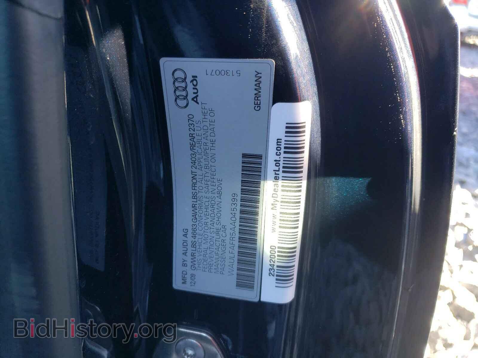 2010 AUDI A5 - VIN: WAULFAFR5AA045399 - Фото 10