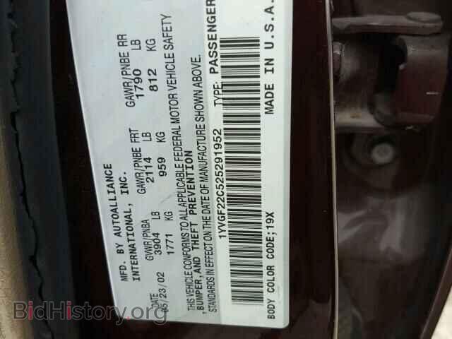 2002 MAZDA 626 - VIN: 1YVGF22C525291952 - Фото 10