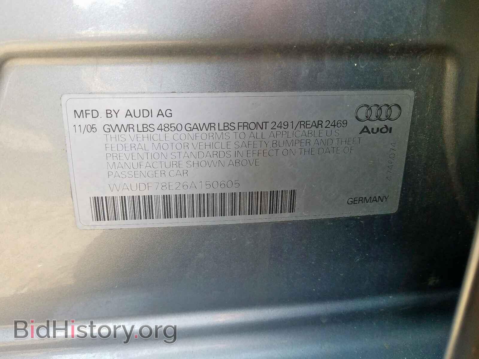 2006 AUDI A4 - VIN: WAUDF78E26A150605 - Фото 10