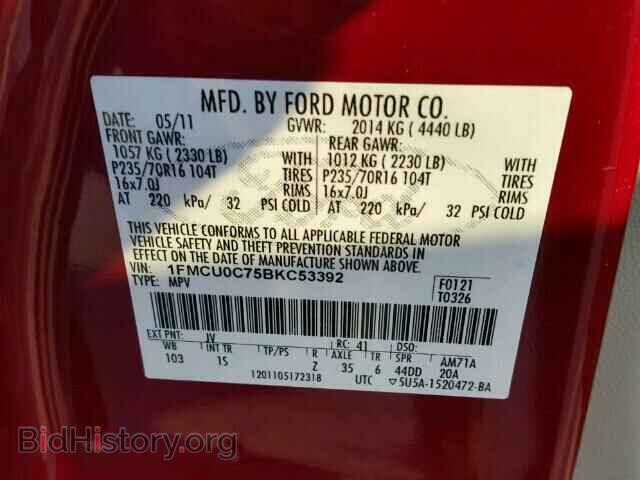 2011 FORD ESCAPE - VIN: 1FMCU0C75BKC53392 - Фото 10