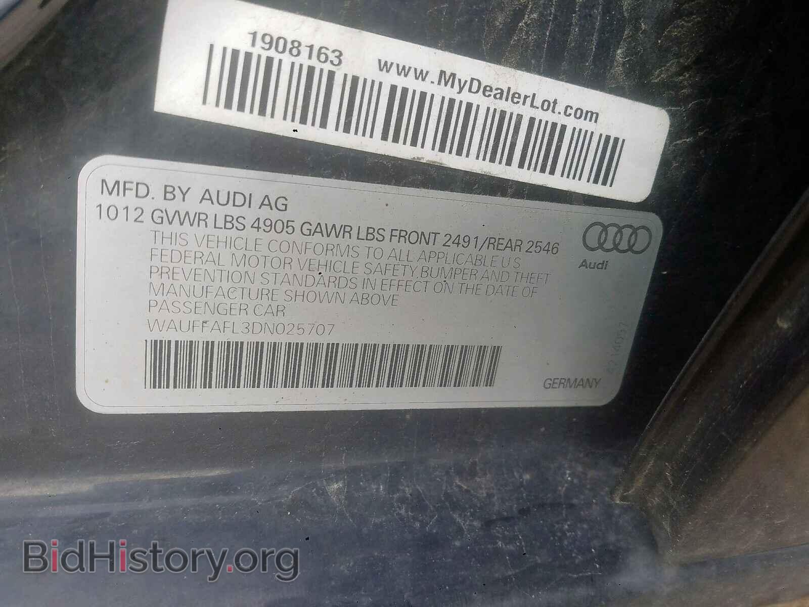 2013 AUDI A4 - VIN: WAUFFAFL3DN025707 - Фото 10