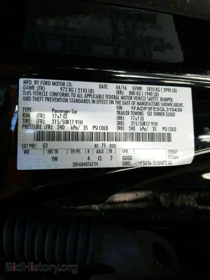 2016 FORD FOCUS - VIN: 1FADP3FE5GL315439 - Фото 10