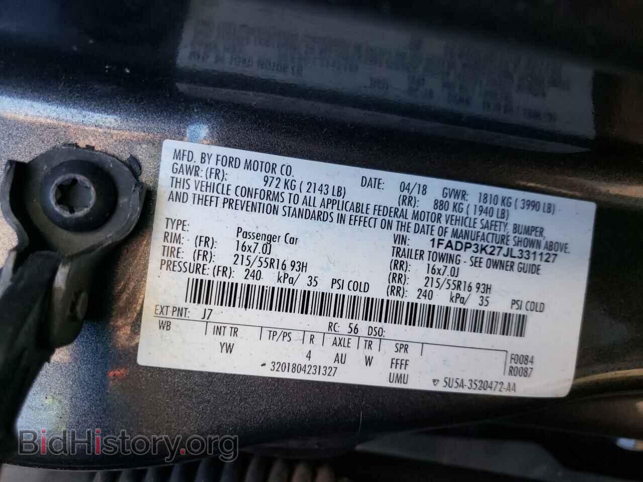 2018 FORD FOCUS - VIN: 1FADP3K27JL331127 - Фото 10