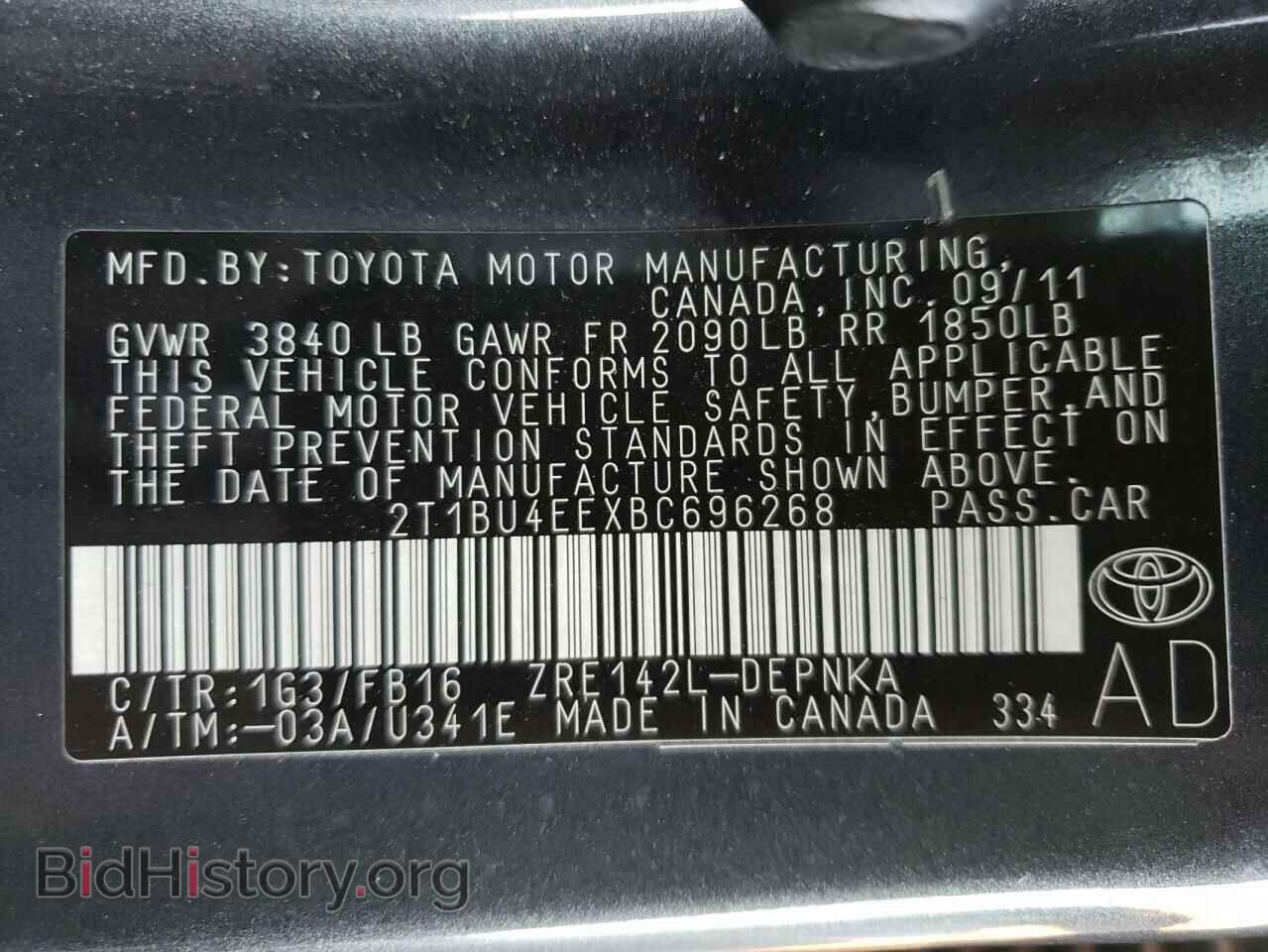 2011 TOYOTA COROLLA - VIN: 2T1BU4EEXBC696268 - Фото 10