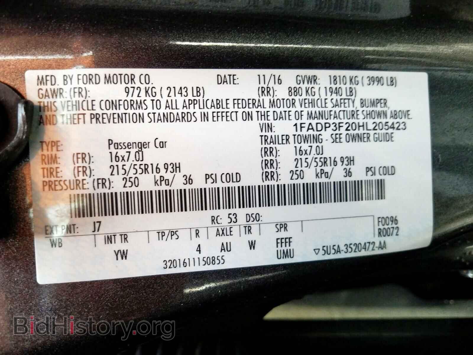 2017 FORD FOCUS - VIN: 1FADP3F20HL205423 - Фото 10