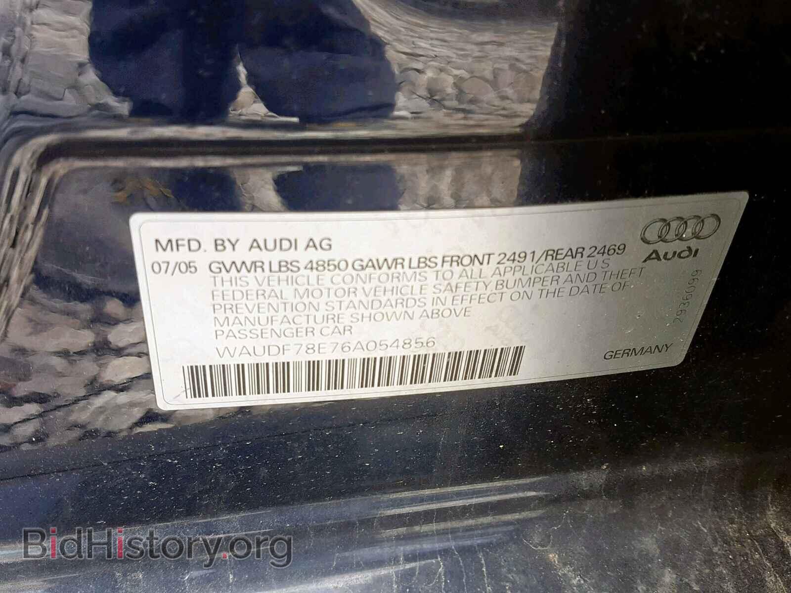 2006 AUDI A4 - VIN: WAUDF78E76A054856 - Photo 10