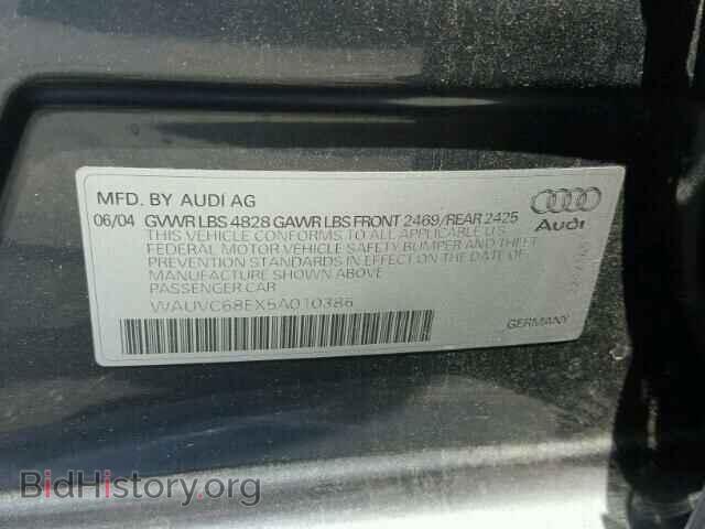 2005 AUDI A4 - VIN: WAUVC68EX5A010386 - Фото 10