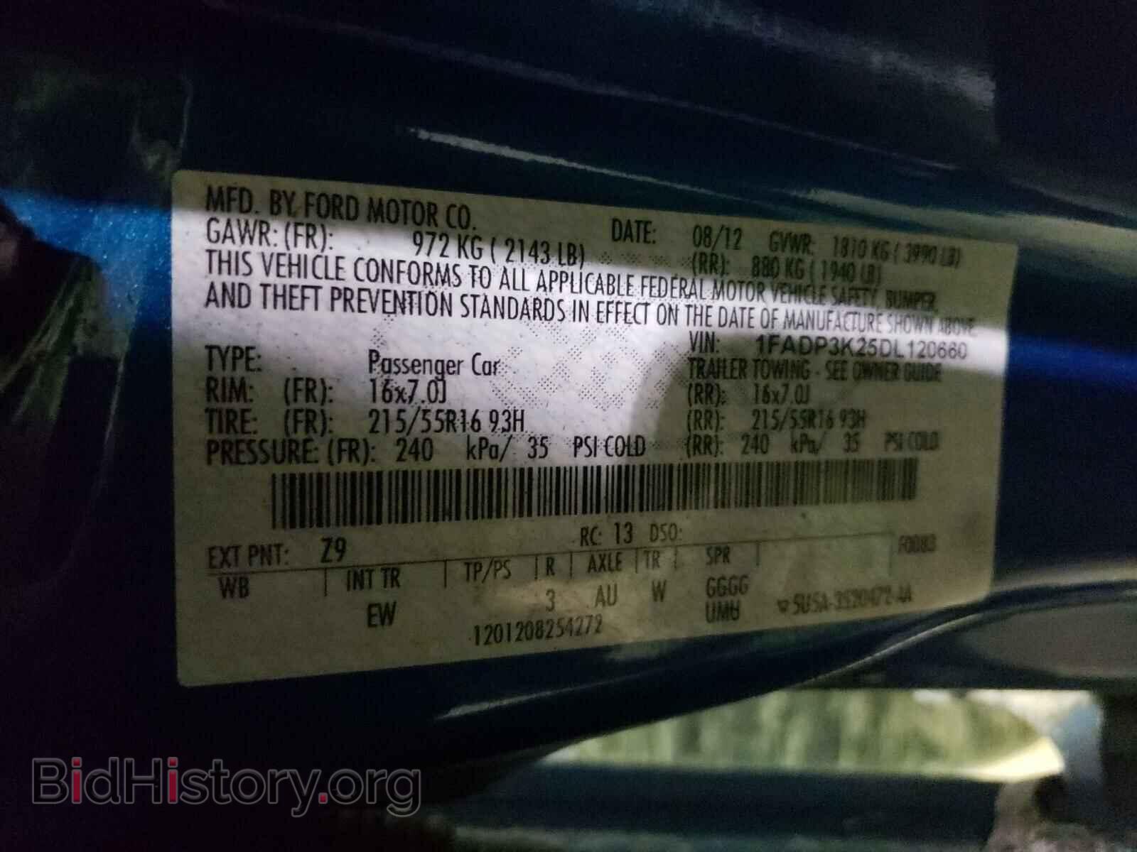 2013 FORD FOCUS - VIN: 1FADP3K25DL120660 - Фото 10