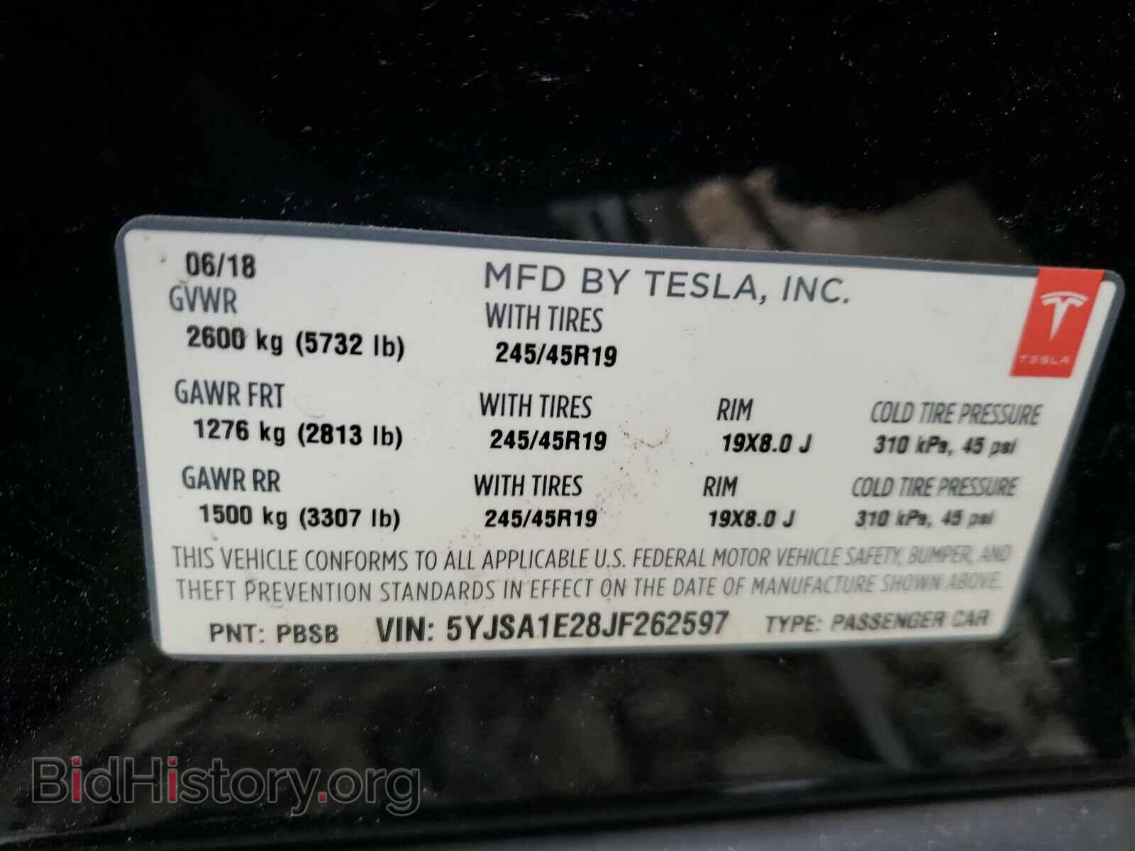 2018 TESLA MODEL S - VIN: 5YJSA1E28JF262597 - Photo 10