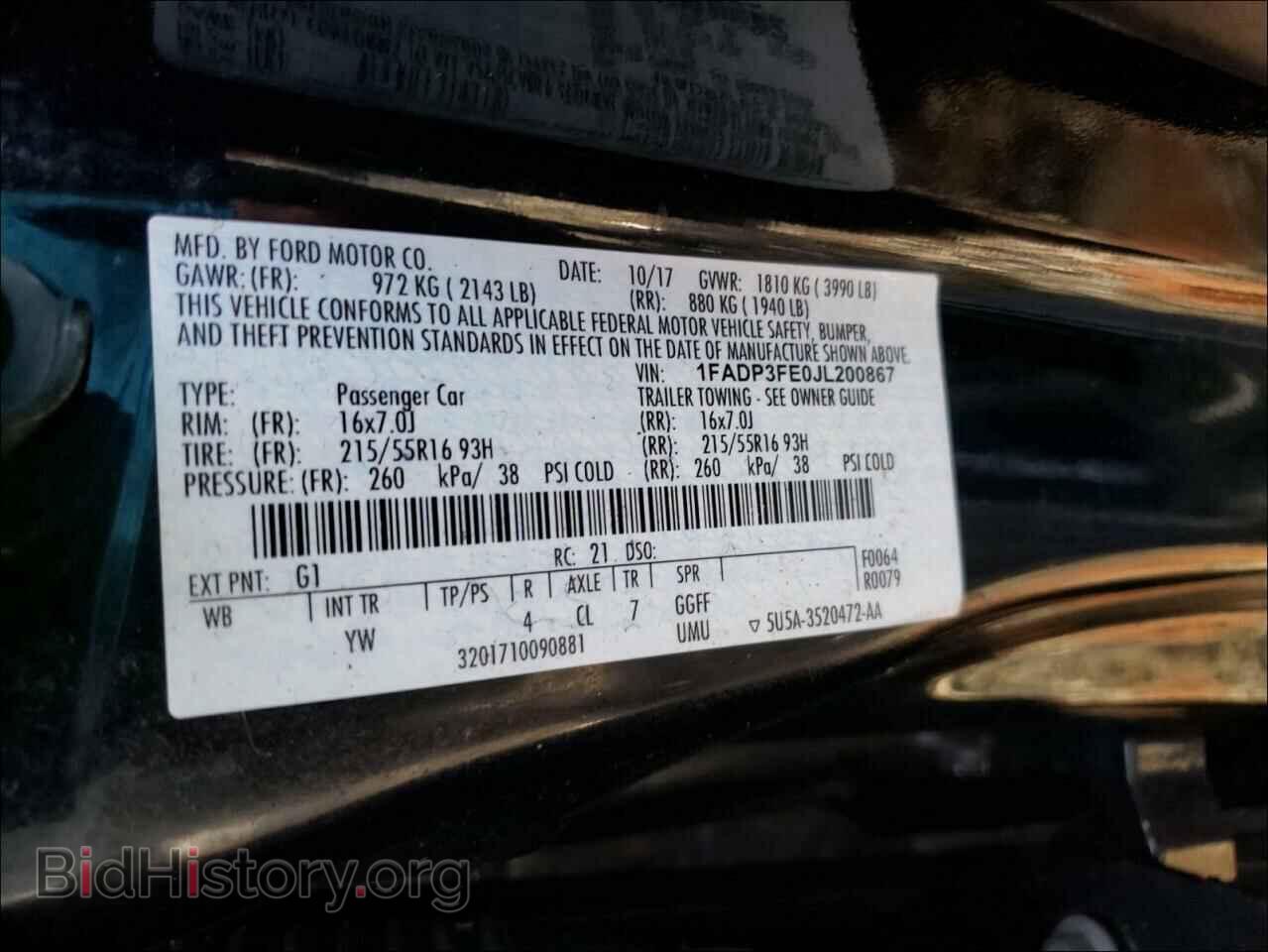 2018 FORD FOCUS - VIN: 1FADP3FE0JL200867 - Фото 10