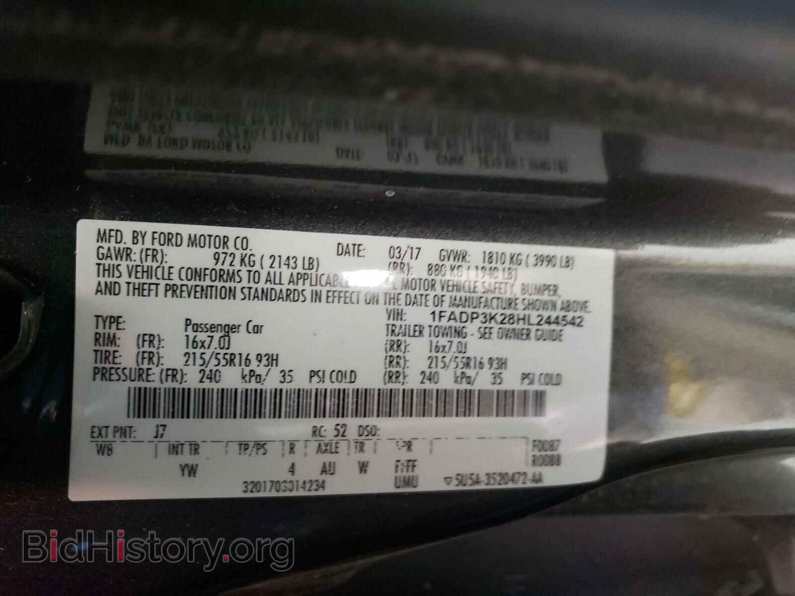 2017 FORD FOCUS - VIN: 1FADP3K28HL244542 - Фото 10