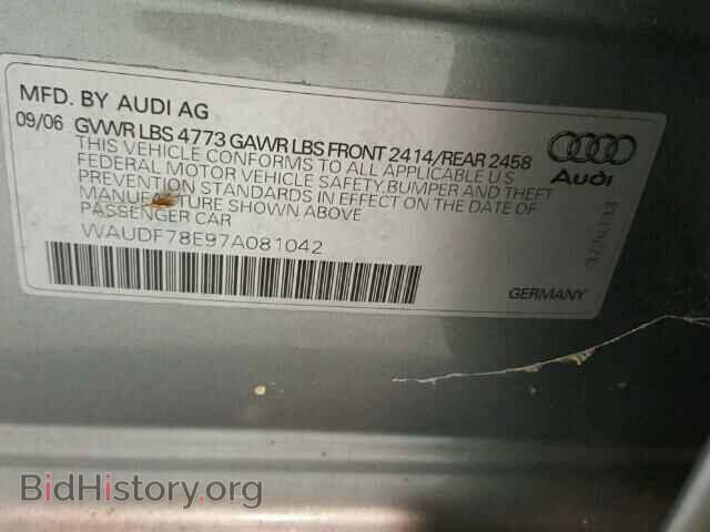 2007 AUDI A4 - VIN: WAUDF78E97A081042 - Фото 10