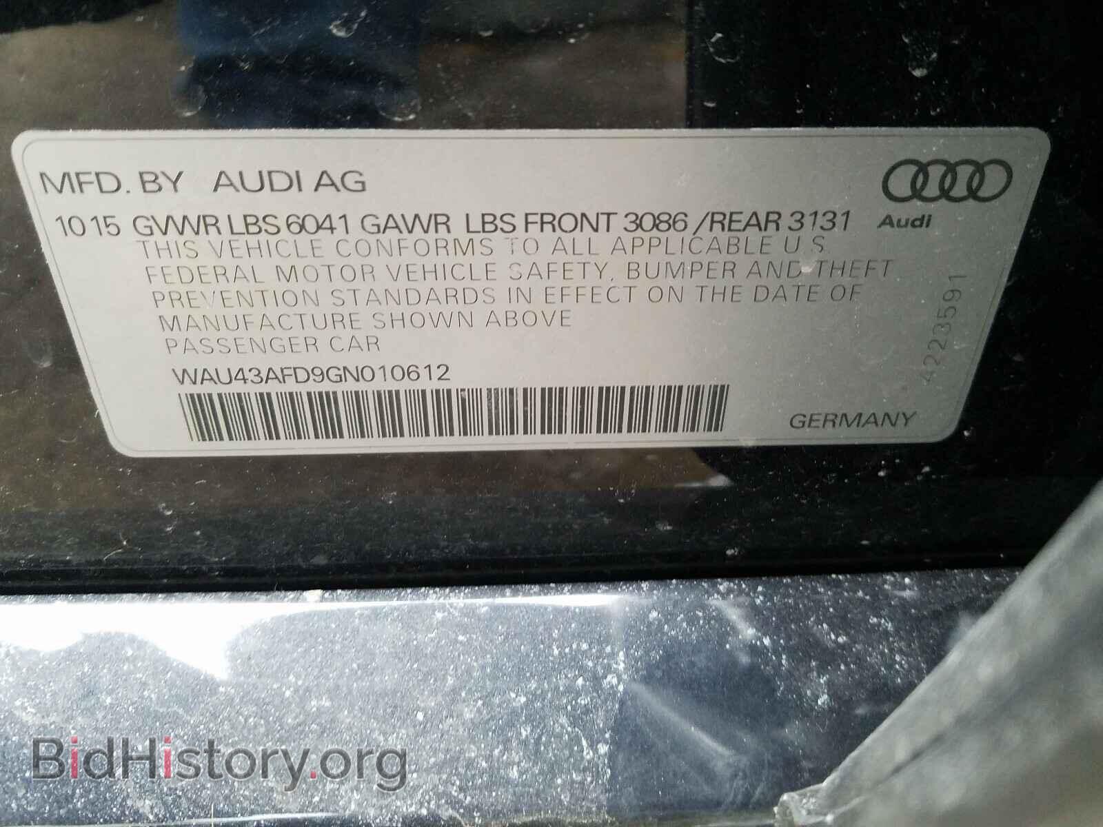 2016 AUDI A8 - VIN: WAU43AFD9GN010612 - Фото 10