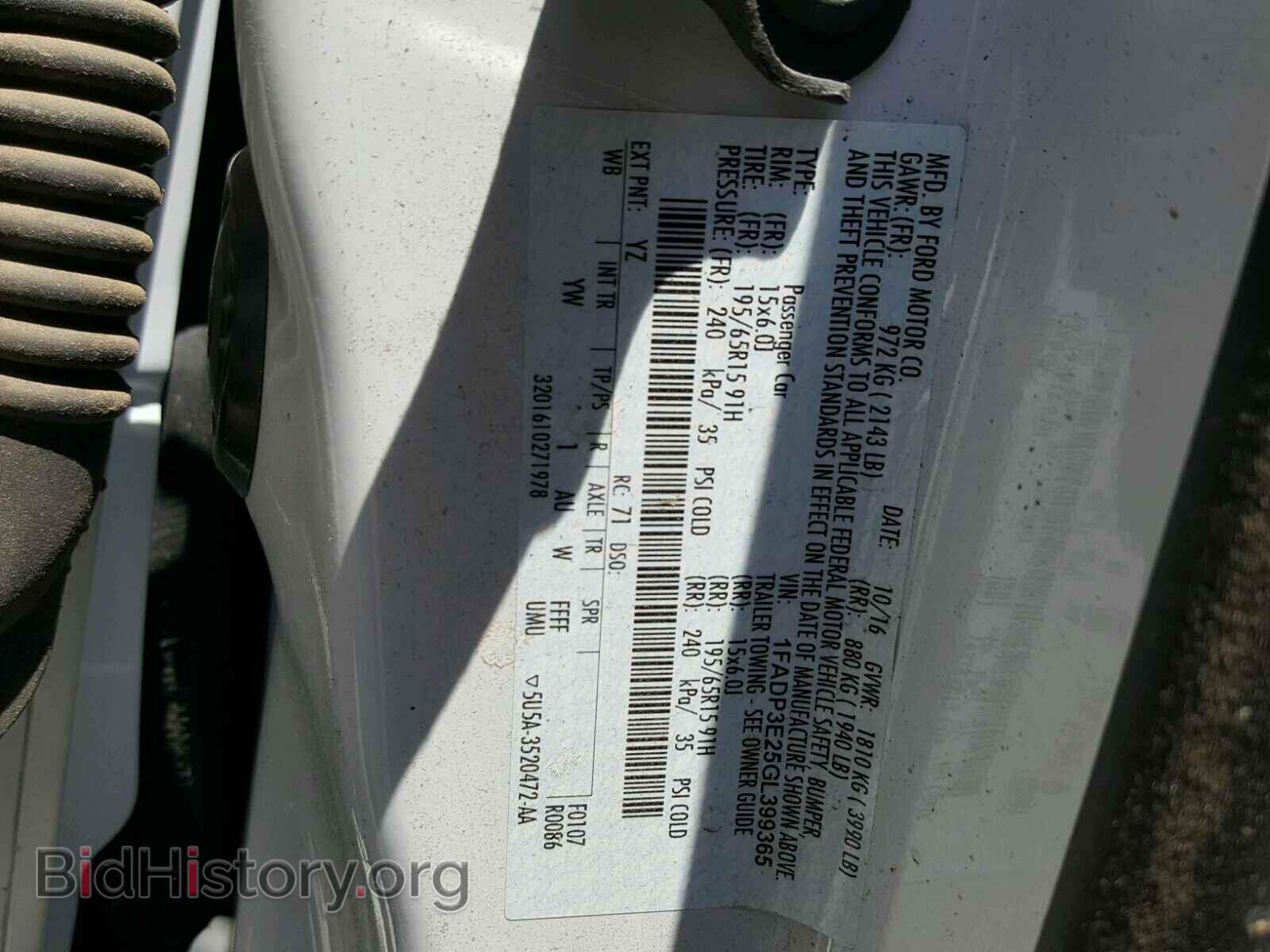 2016 FORD FOCUS - VIN: 1FADP3E25GL399365 - Фото 10