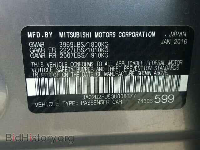 2016 MITSUBISHI LANCER - VIN: JA32U2FU5GU008177 - Фото 10