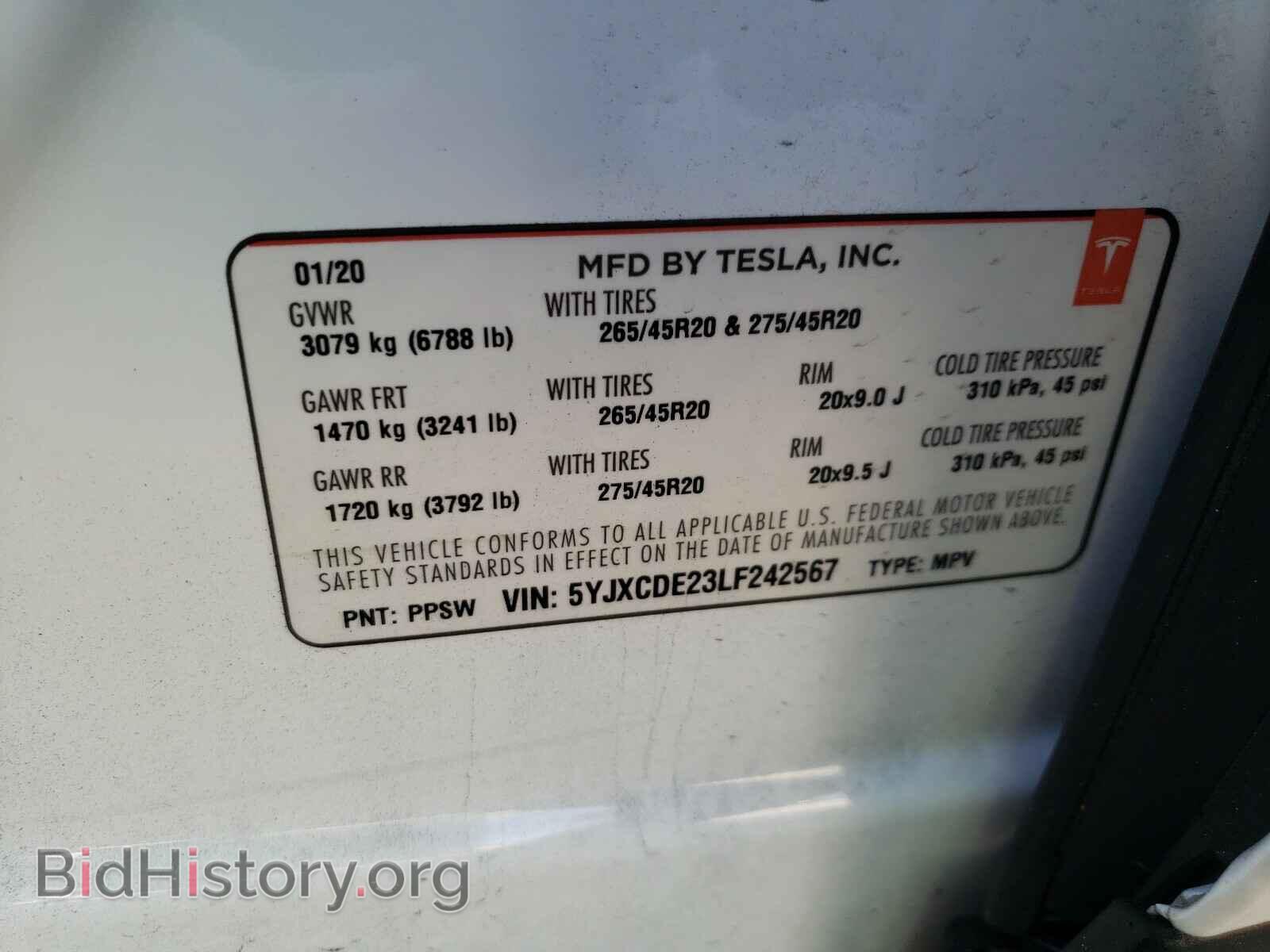 2020 TESLA MODEL X - VIN: 5YJXCDE23LF242567 - Фото 10