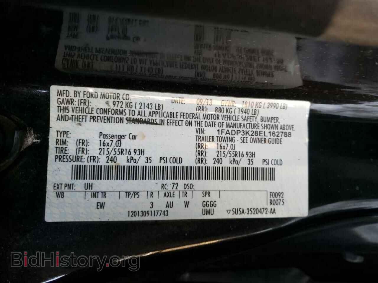 2014 FORD FOCUS - VIN: 1FADP3K28EL162788 - Фото 10