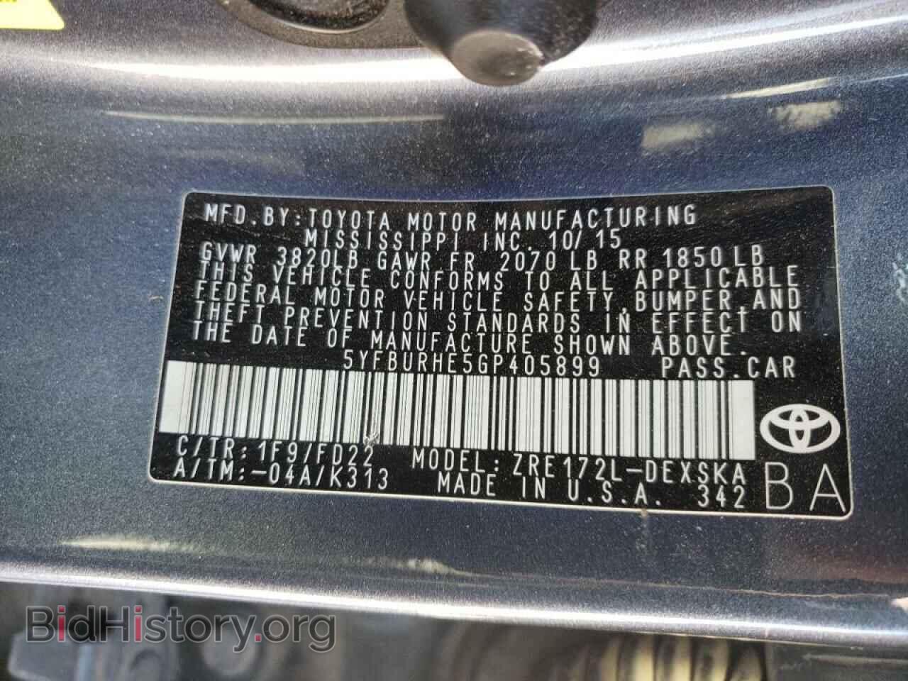 2016 TOYOTA COROLLA - VIN: 5YFBURHE5GP405899 - Photo 10