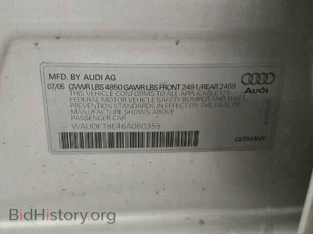 2006 AUDI A4 - VIN: WAUDF78E46A060355 - Фото 10