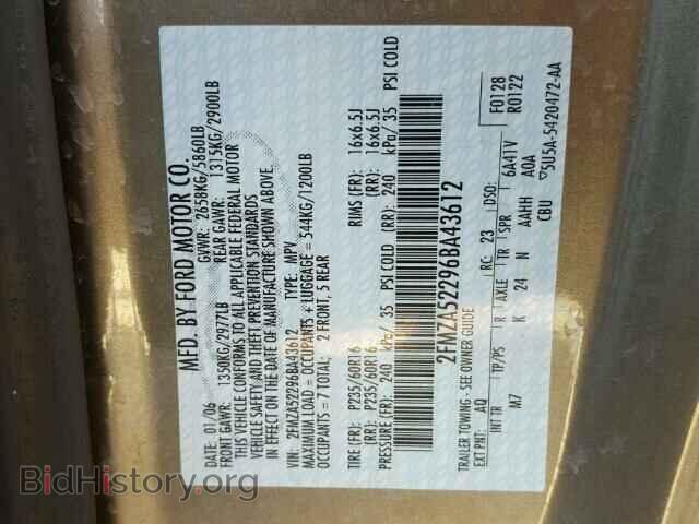 2006 FORD FREESTAR - VIN: 2FMZA52296BA43612 - Фото 10