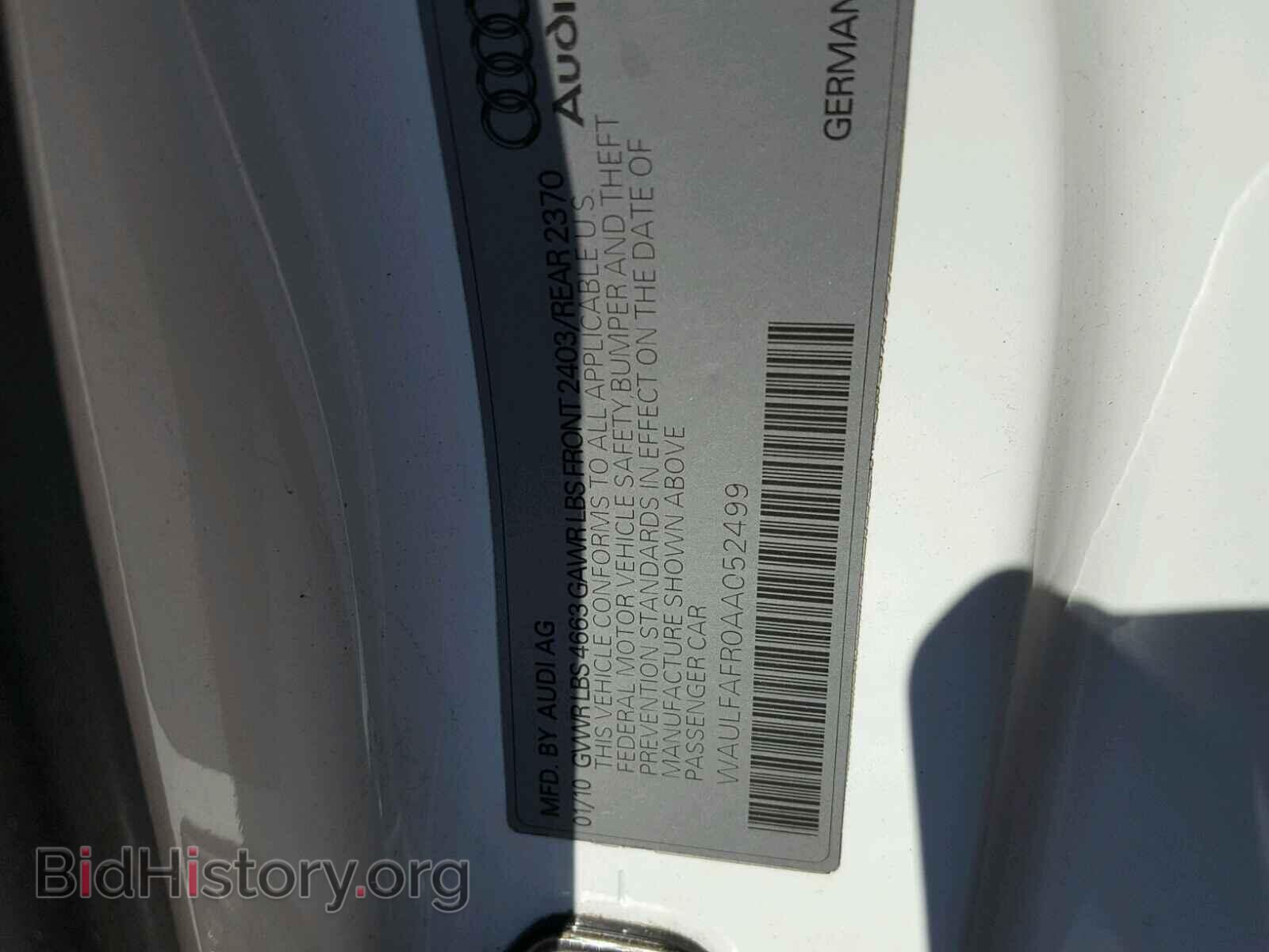 2010 AUDI A5 PREMIUM - VIN: WAULFAFR0AA052499 - Фото 10