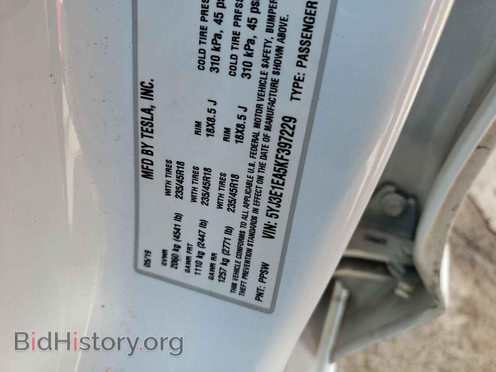 2019 TESLA MODEL 3 - VIN: 5YJ3E1EA5KF397229 - Photo 10