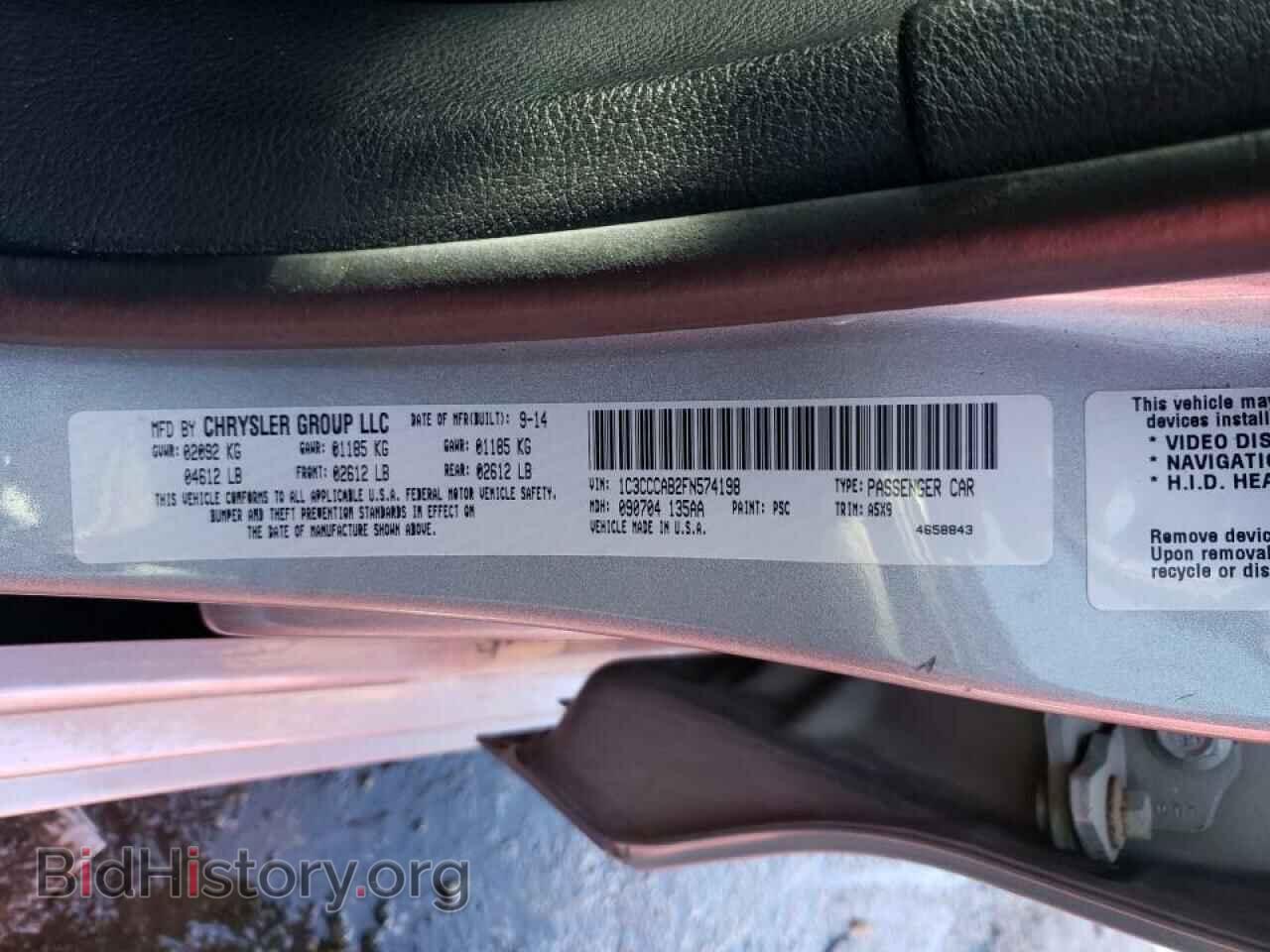 2015 CHRYSLER 200 - VIN: 1C3CCCAB2FN574198 - Фото 10