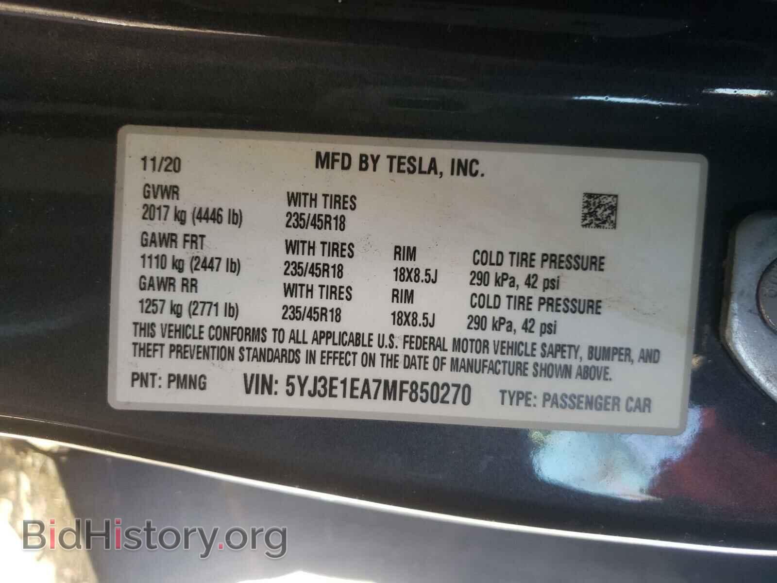 2021 TESLA MODEL 3 - VIN: 5YJ3E1EA7MF850270 - Photo 10