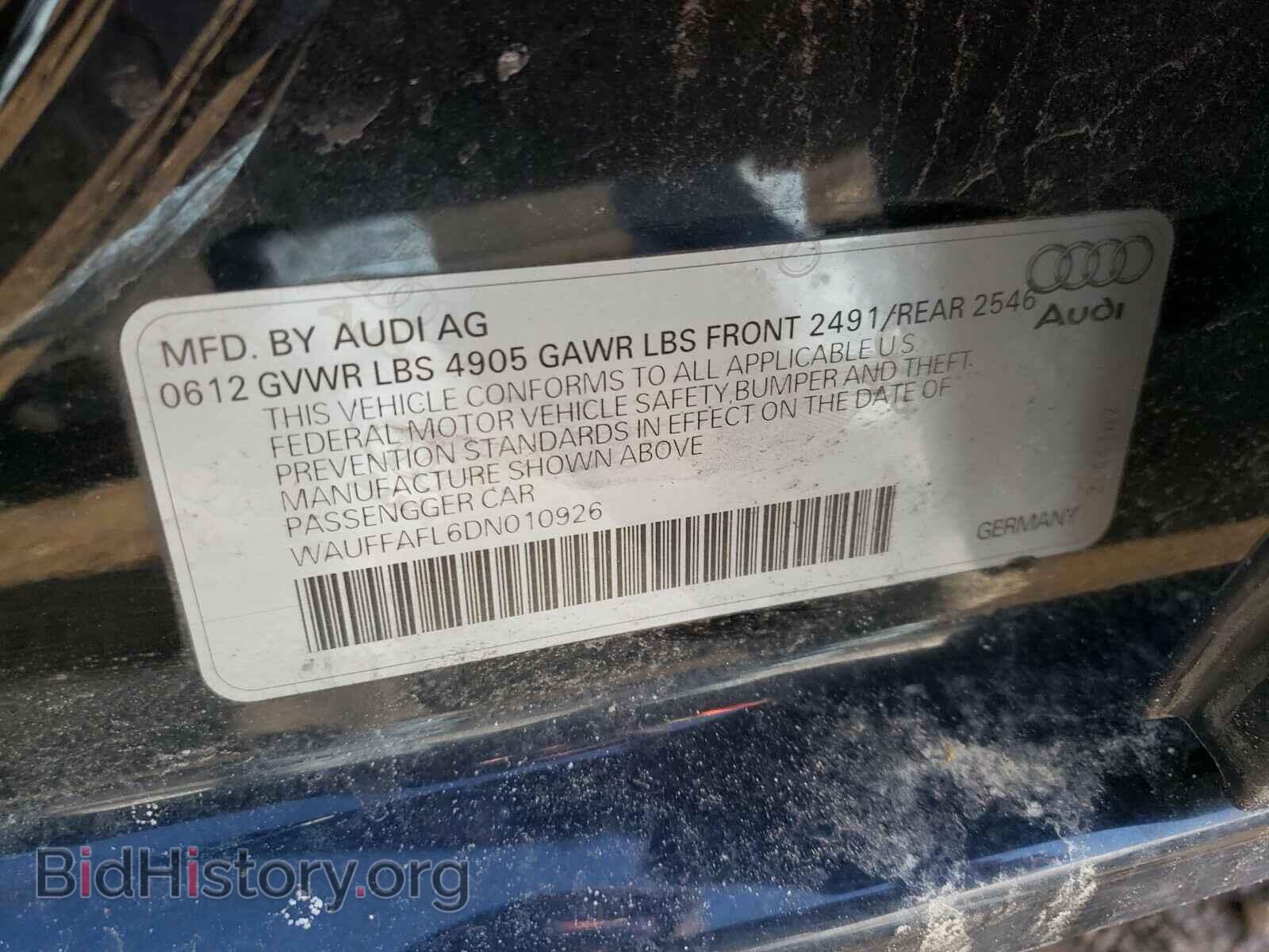 2013 AUDI A4 - VIN: WAUFFAFL6DN010926 - Фото 10
