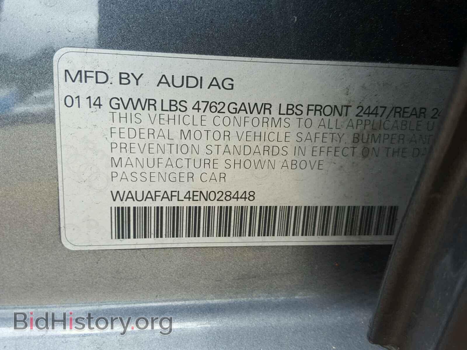 2014 AUDI A4 - VIN: WAUAFAFL4EN028448 - Фото 10