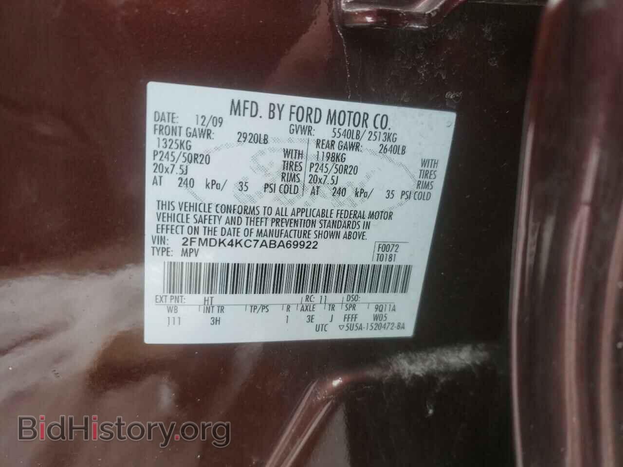 2010 FORD EDGE - VIN: 2FMDK4KC7ABA69922 - Фото 10