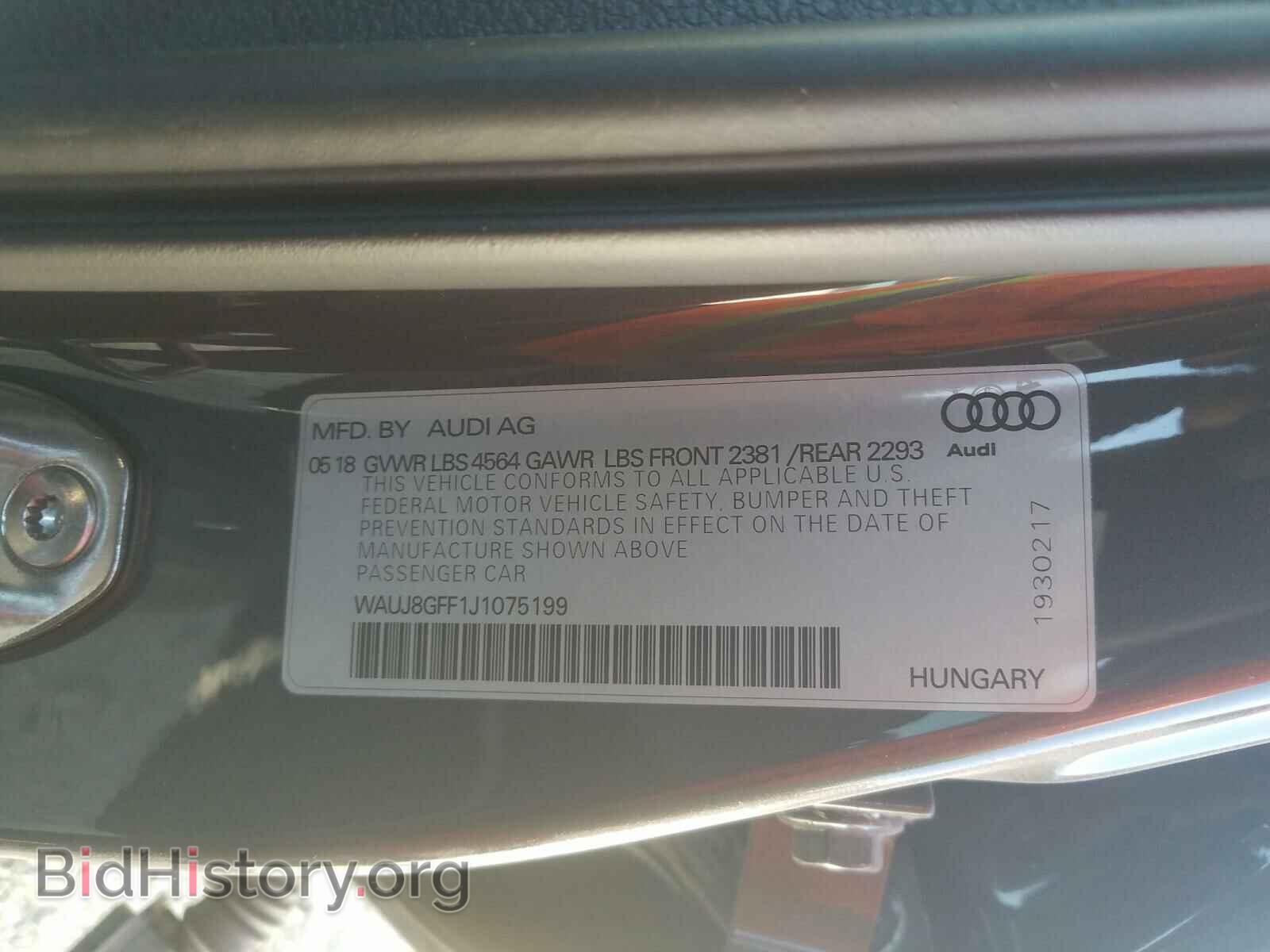 2018 AUDI A3 - VIN: WAUJ8GFF1J1075199 - Фото 10