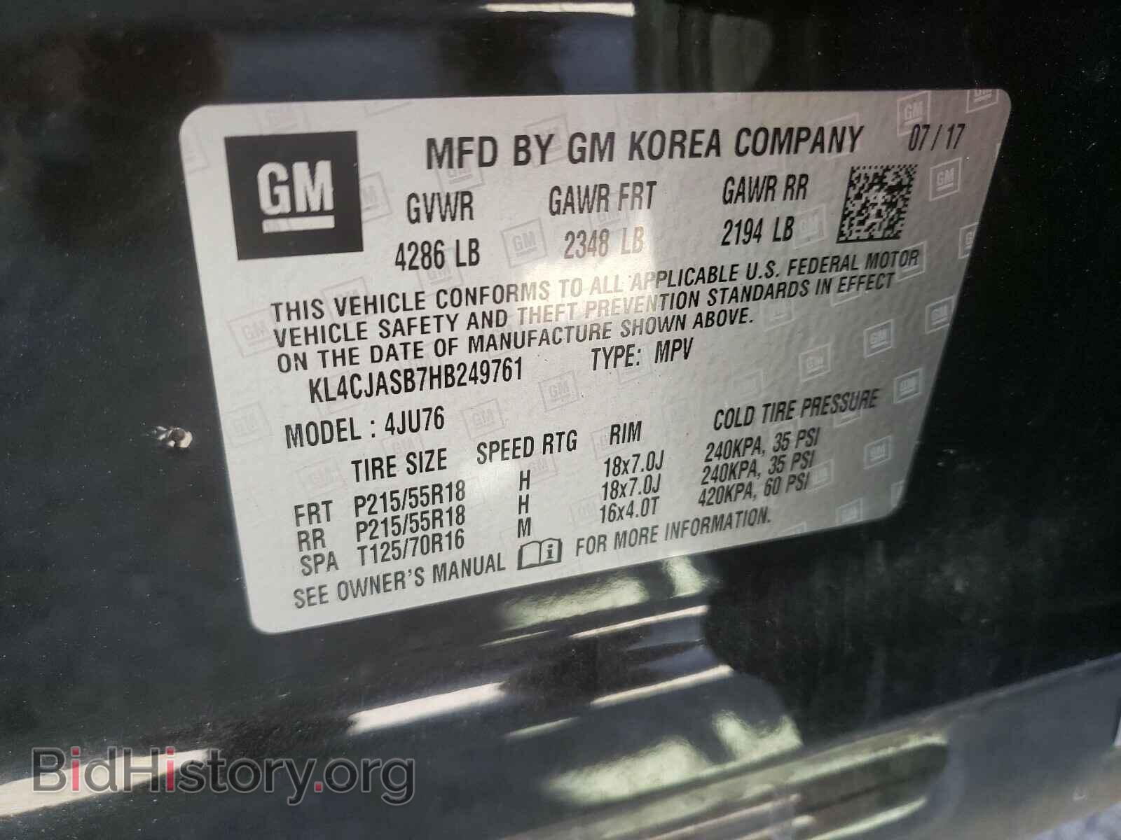2017 BUICK ENCORE - VIN: KL4CJASB7HB249761 - Фото 10