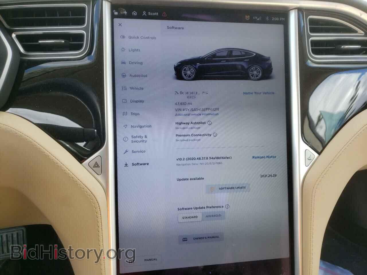 2014 TESLA MODEL S - VIN: 5YJSA1H13EFP61218 - Фото 9