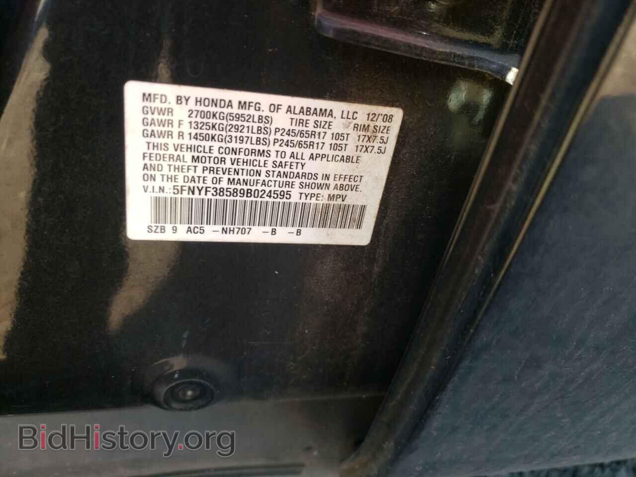 2009 HONDA PILOT - VIN: 5FNYF38589B024595 - Фото 10