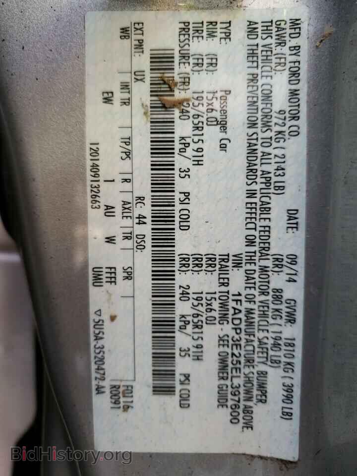 2014 FORD FOCUS - VIN: 1FADP3E25EL397600 - Фото 10