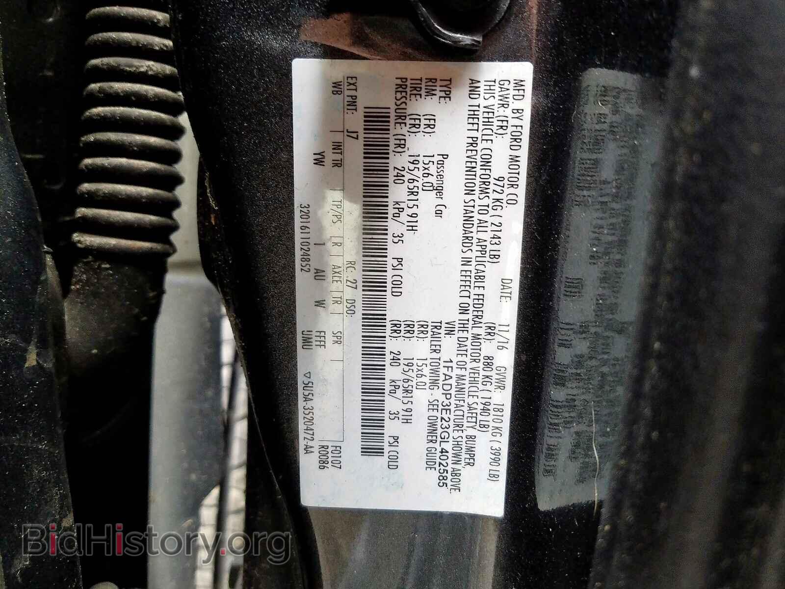 2016 FORD FOCUS - VIN: 1FADP3E23GL402585 - Photo 10