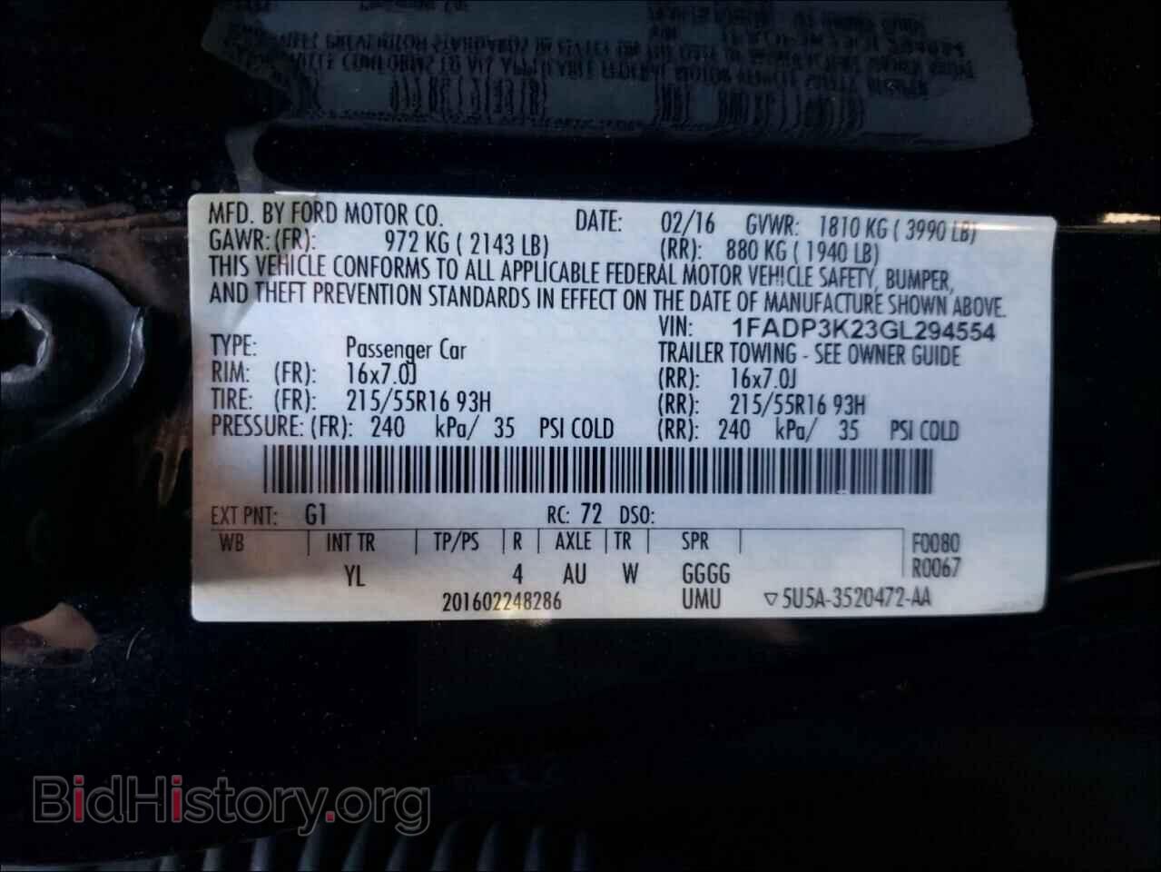 2016 FORD FOCUS - VIN: 1FADP3K23GL294554 - Фото 10