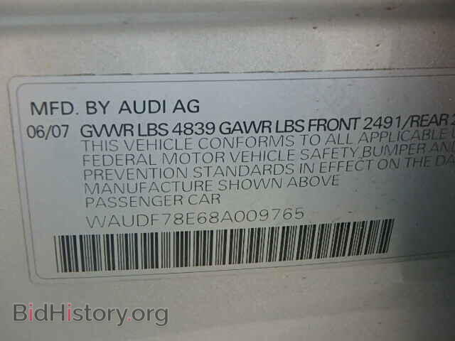 2008 AUDI A4 - VIN: WAUDF78E68A009765 - Фото 9