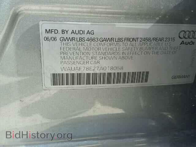 2007 AUDI A4 - VIN: WAUAF78E27A018058 - Фото 10