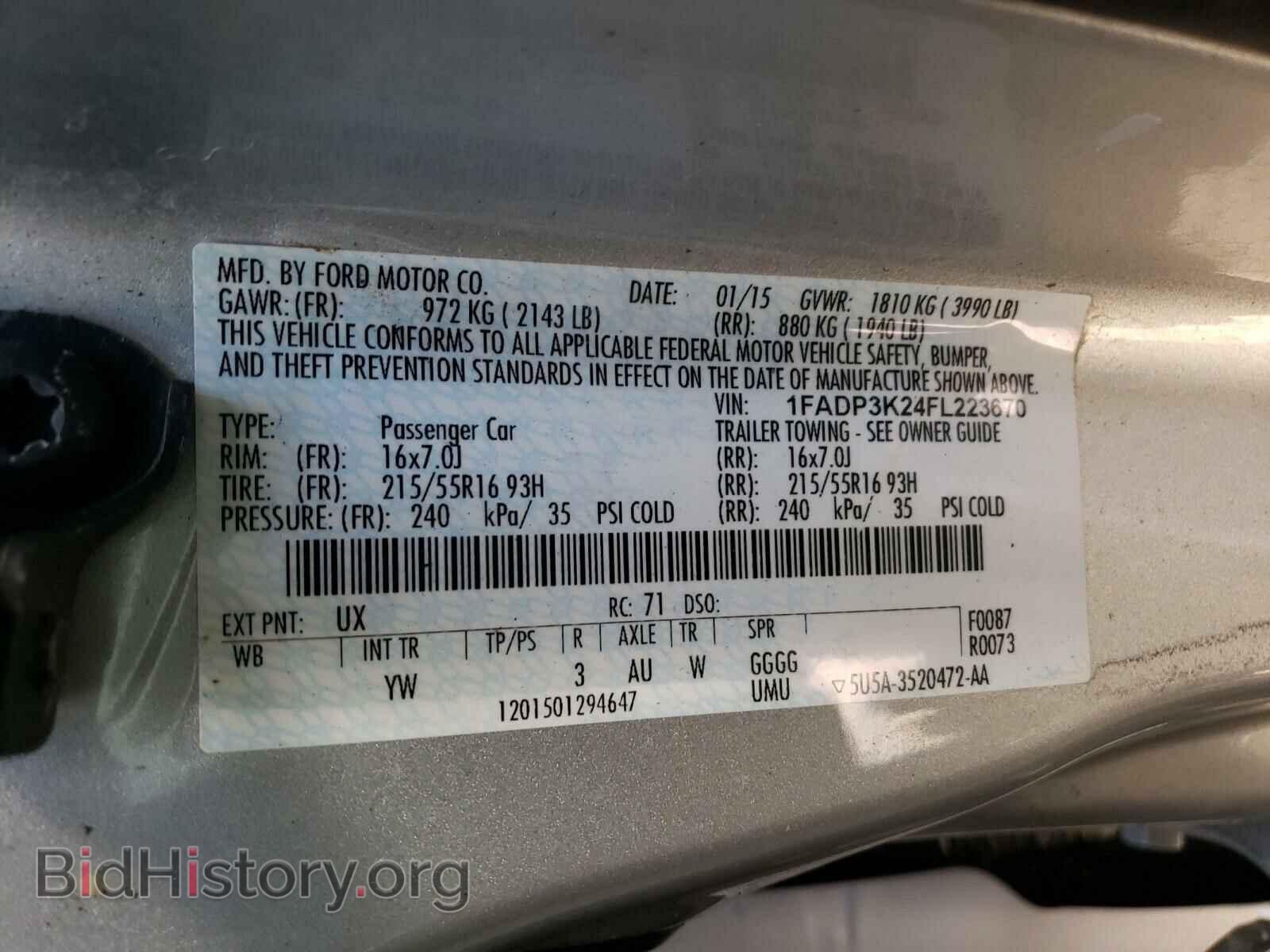 2015 FORD FOCUS - VIN: 1FADP3K24FL223670 - Фото 10